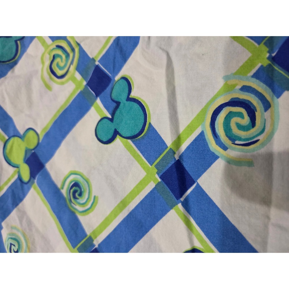 Vintage Blue Green Disney Mickey Mouse Cotton Flat Sheet Set Queen Bedding - Picture 2 of 7